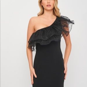 NWT ZARA Organza Asymmetric Dress Black